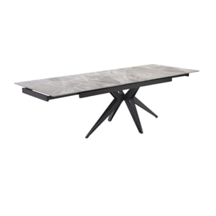 Table extensible céramique gris marbré 180/260 cm - 8 piètements - UNIK