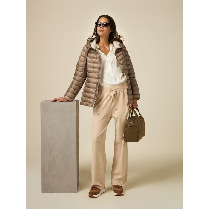 Oltre - Pantaloni in maglia con borchie - Beige