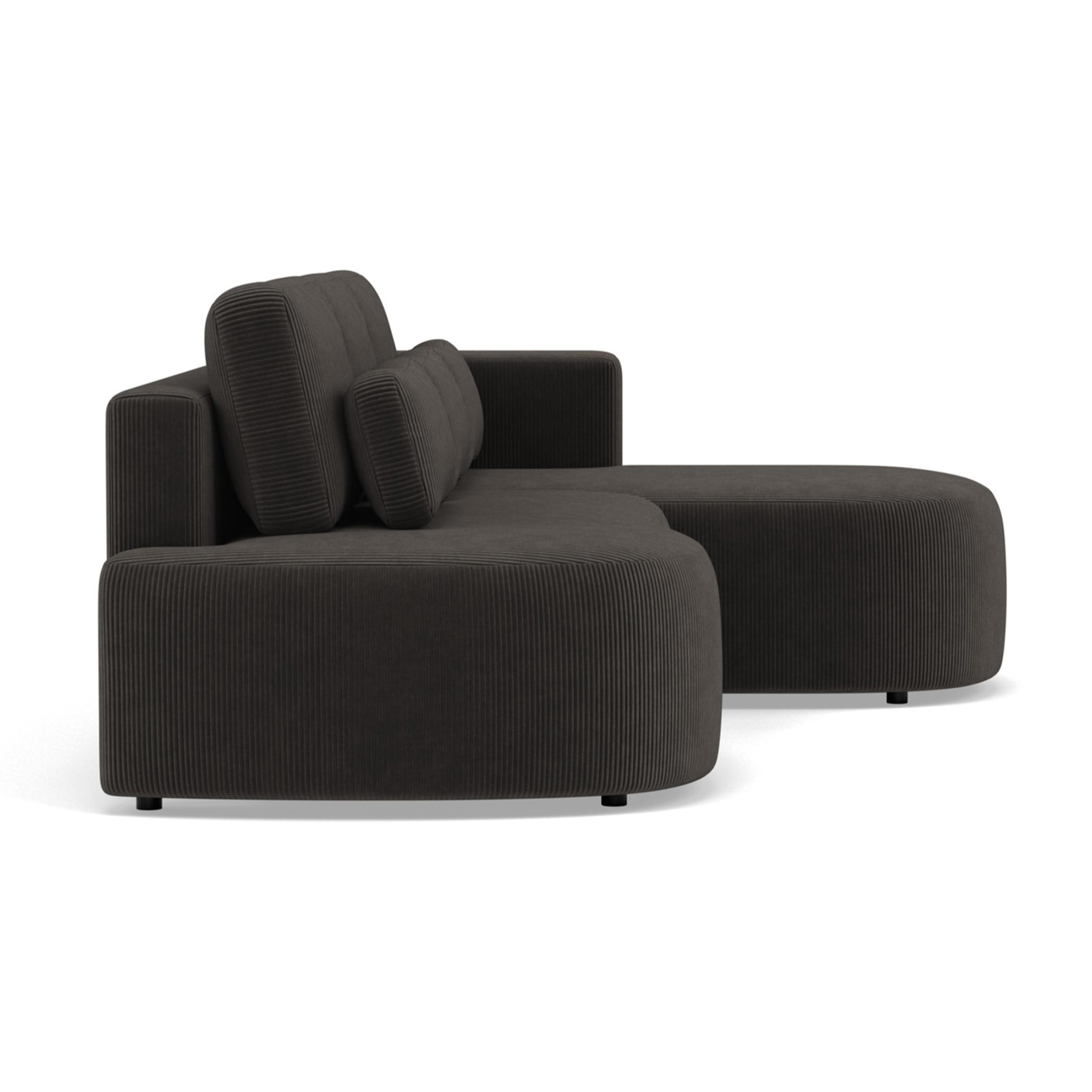 Mahina - canapé d'angle droit 4 places convertible avec coffre en velours côtelé - Gris foncé