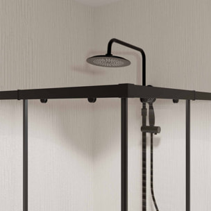 Ensemble portes de douche coulissantes extensibles Noir 80/90x185cm - BLACK SLIDE 80-90