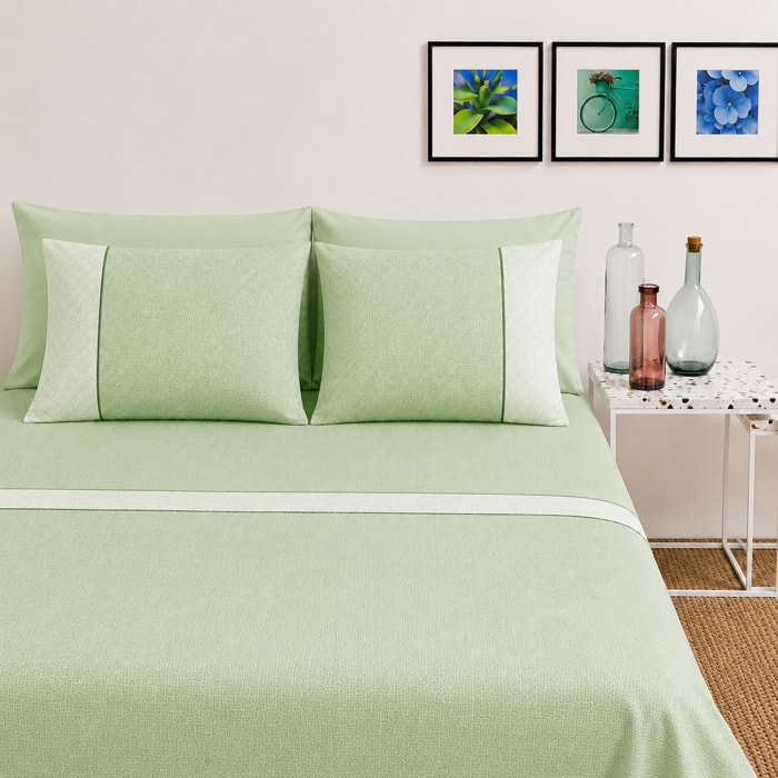 BASSETTI Completo letto 100% Cotone Fantasie Geometriche_Matrimoniale_ Ruby Verde