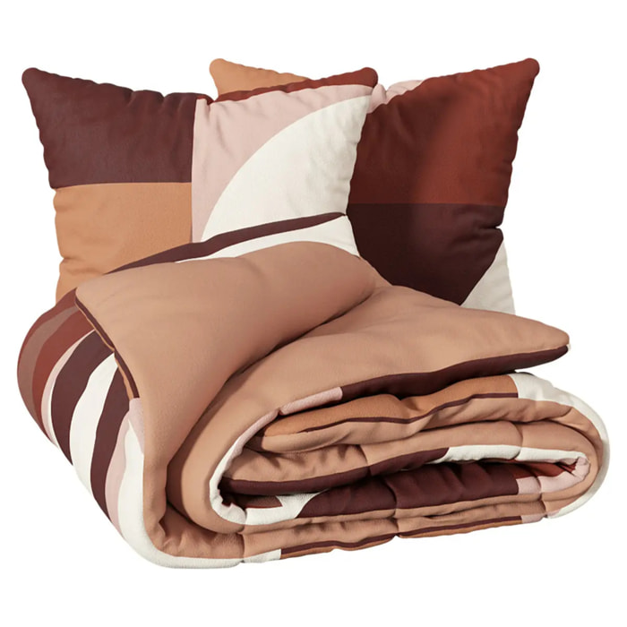 Parure de lit 3 pièces "Tatia" percale de coton terracotta 240x220cm