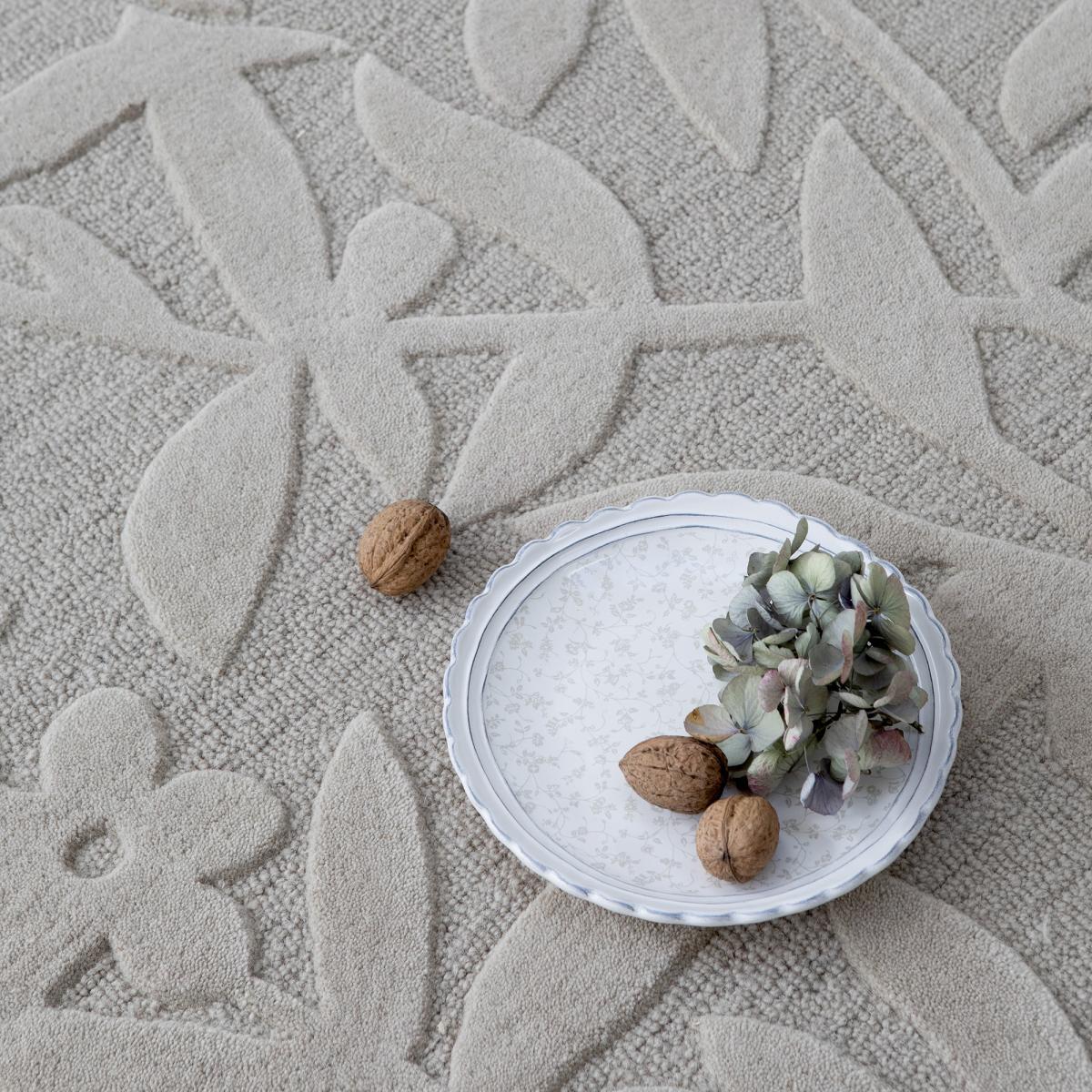 Tapis rond fait main en laine motif floral ALTA