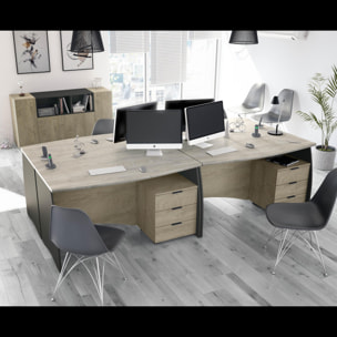 Scrivania con 3 Cassetti Bliss Scrittoio da Studio o Ufficio Mobile Desk da Soggiorno Sala da Pranzo 136 x 74 x 67 cm Colore Rovere E Grigio