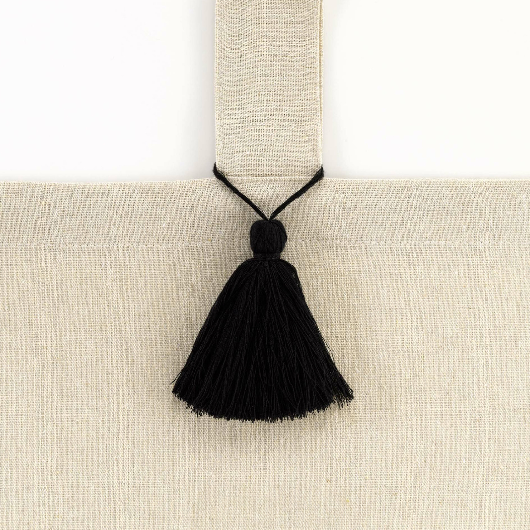 Rideau à Passants avec Pompons Uni - Noir