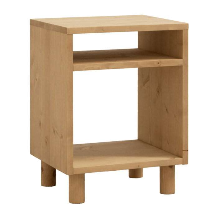Mesita de noche de madera maciza en tono roble medio de 51x32cm Alto: 50.5 Largo: 32 Ancho: 37.5