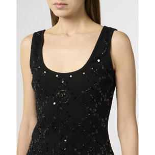 PHILIPP PLEIN Tank Top Rhomb Flower Strass
