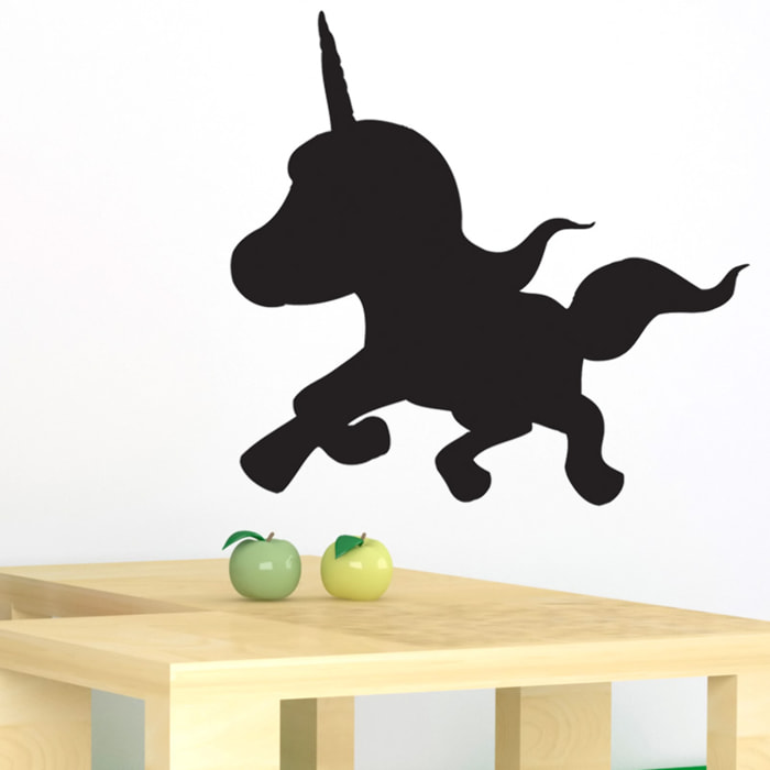 Sticker ardoise tableau noir - stickers muraux adhésif effaçable - LICORNE