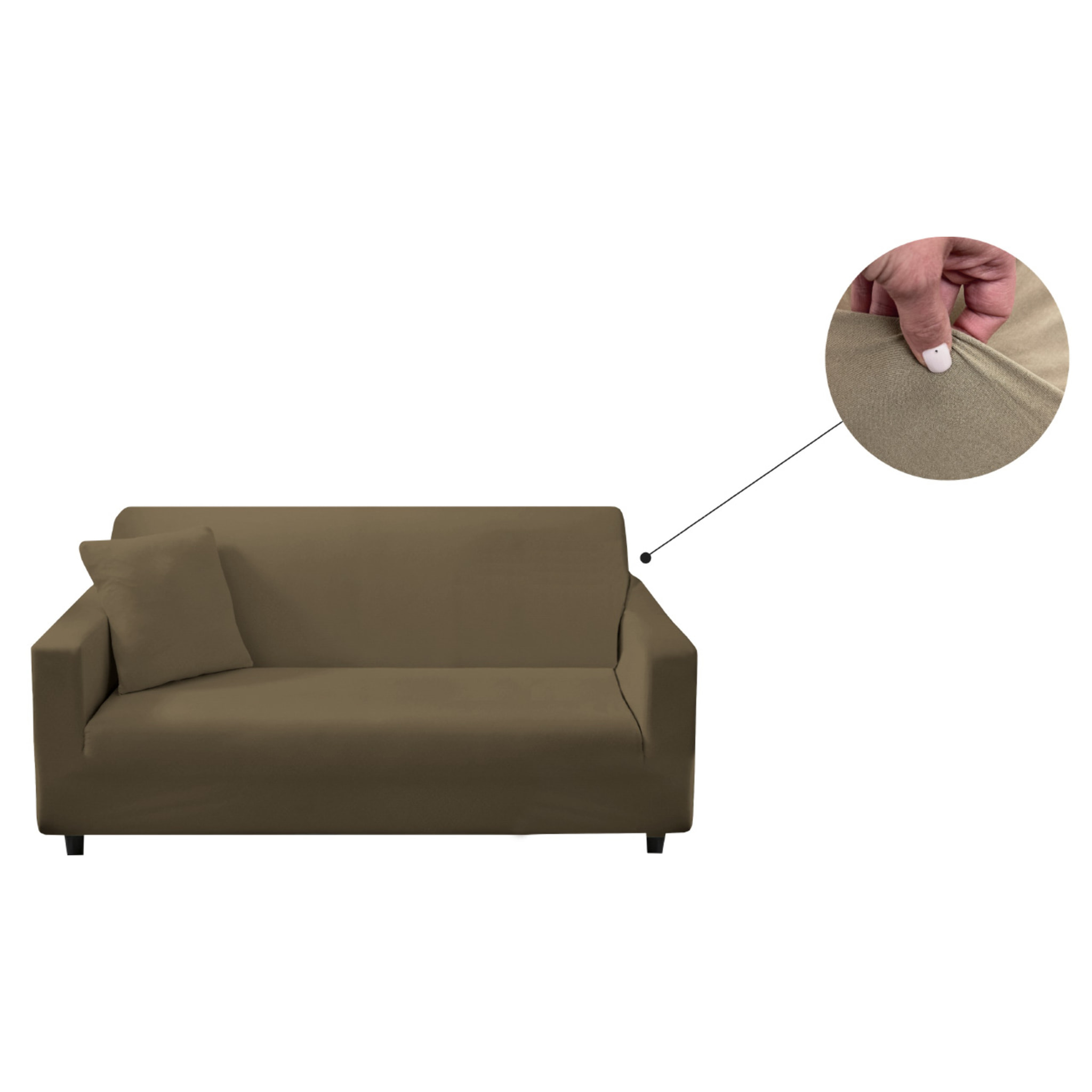 Copridivano 3 Posti Elasticizzato In Tinta Unita Per Divani Lineari e Componibili Modello Perfetto Tortora