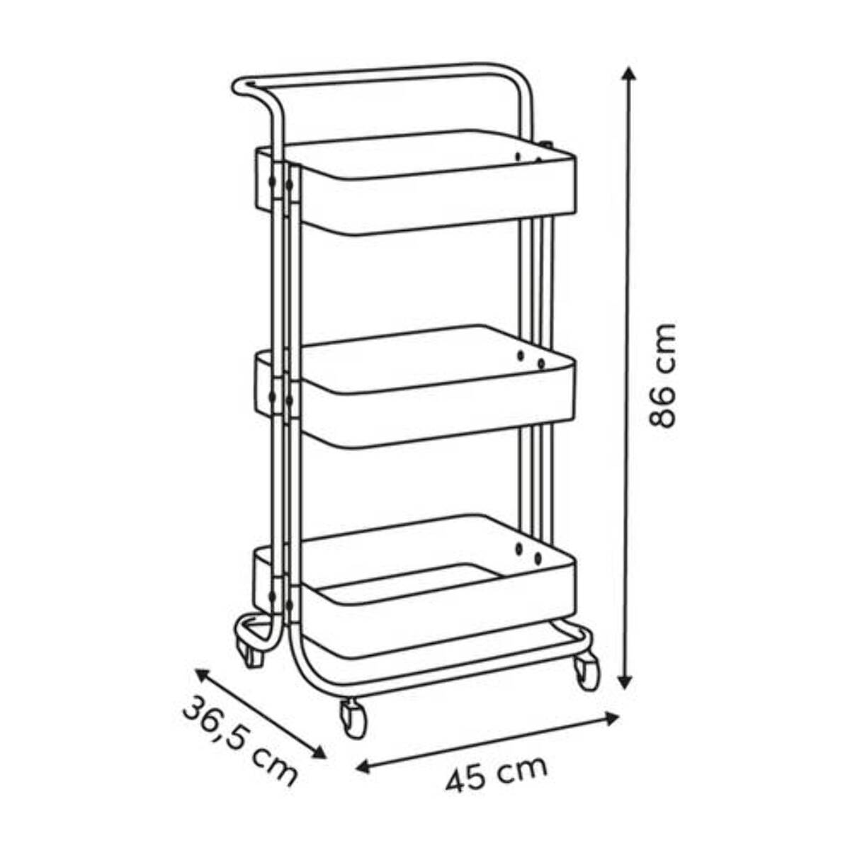 Desserte Color edition 3 niveaux 45x36,5x86cm beige