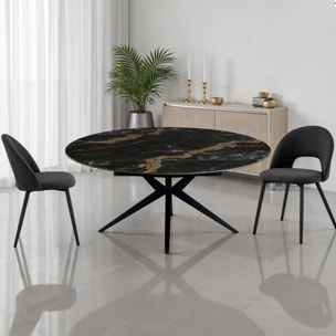 Table à manger extensible Tomasucci FACT, en céramique, marbre noir, gris, 160 x 90-125-160 cm