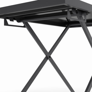 Table de jardin relevable Oleg 100cm verre trempé gris