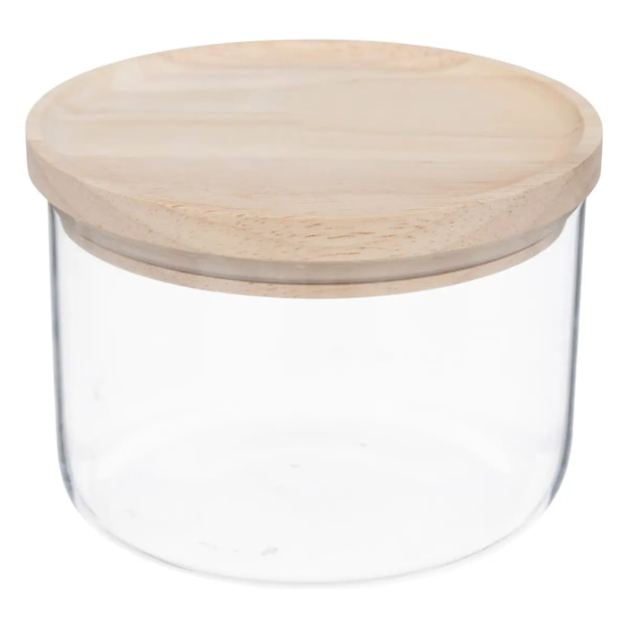 Bocal "Hermet" 0,65L en verre avec couvercle hermétique hévéa