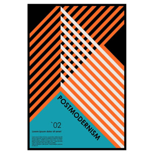 Affiche encadrée géométrique rayures orange noires Affiche + cadre en métal - Noir