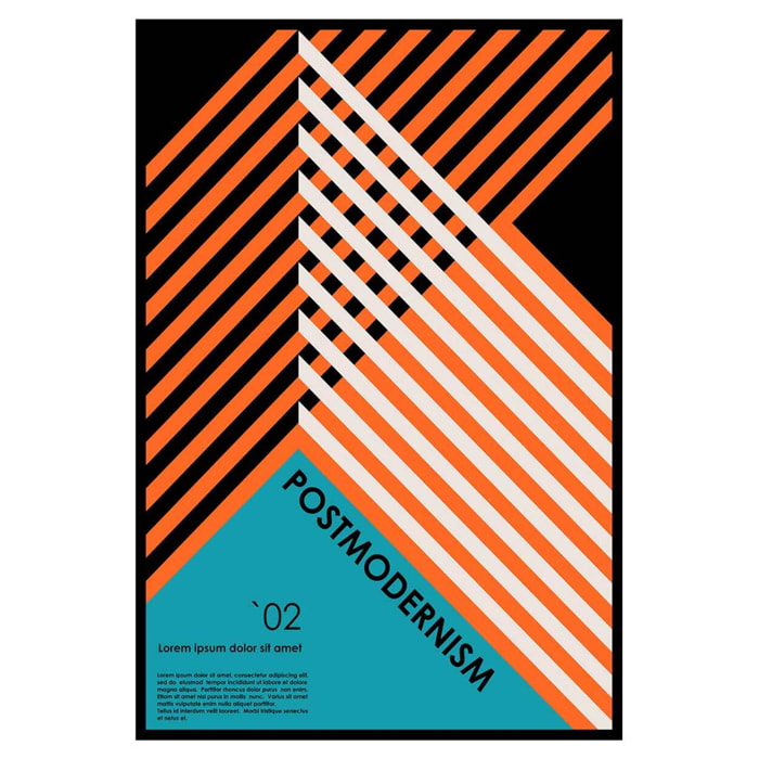 Affiche encadrée géométrique rayures orange noires Affiche + cadre en métal - Noir