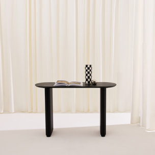 Console ovale bois d'hévéa placage chêne GABRIELLE
