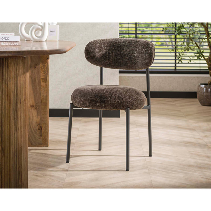 Adelia - lot de 2 chaises - pieds en métal - en tissu texturé - Marron
