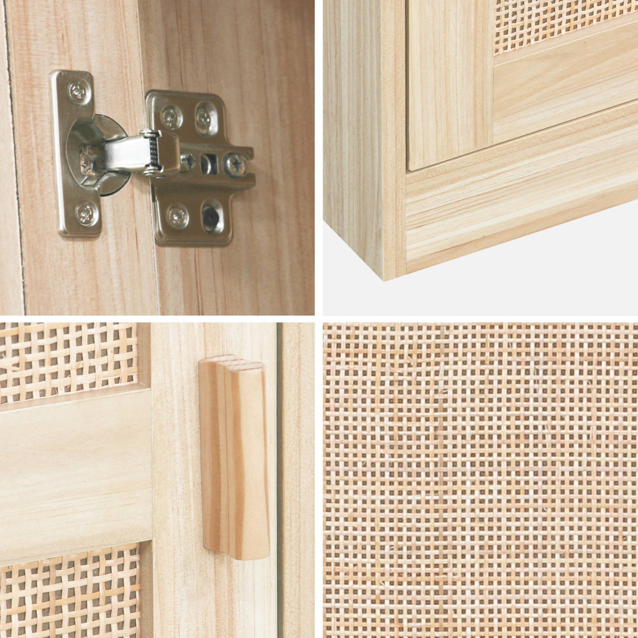 Armoire dressing cannage et effet bois. garde-robe 1 porte. 5 étagères H180cm