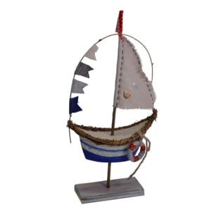 Barca in legno e tessuto cm22x22h45