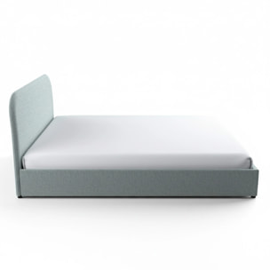 Lit double 160x200 cm avec coffre en tissu gris - Tilly