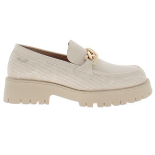 Armata di Mare Scarpe Mocassini Donna con Decorazione a Catena con Soletta in Memory Foam AMD S51H05 Beige