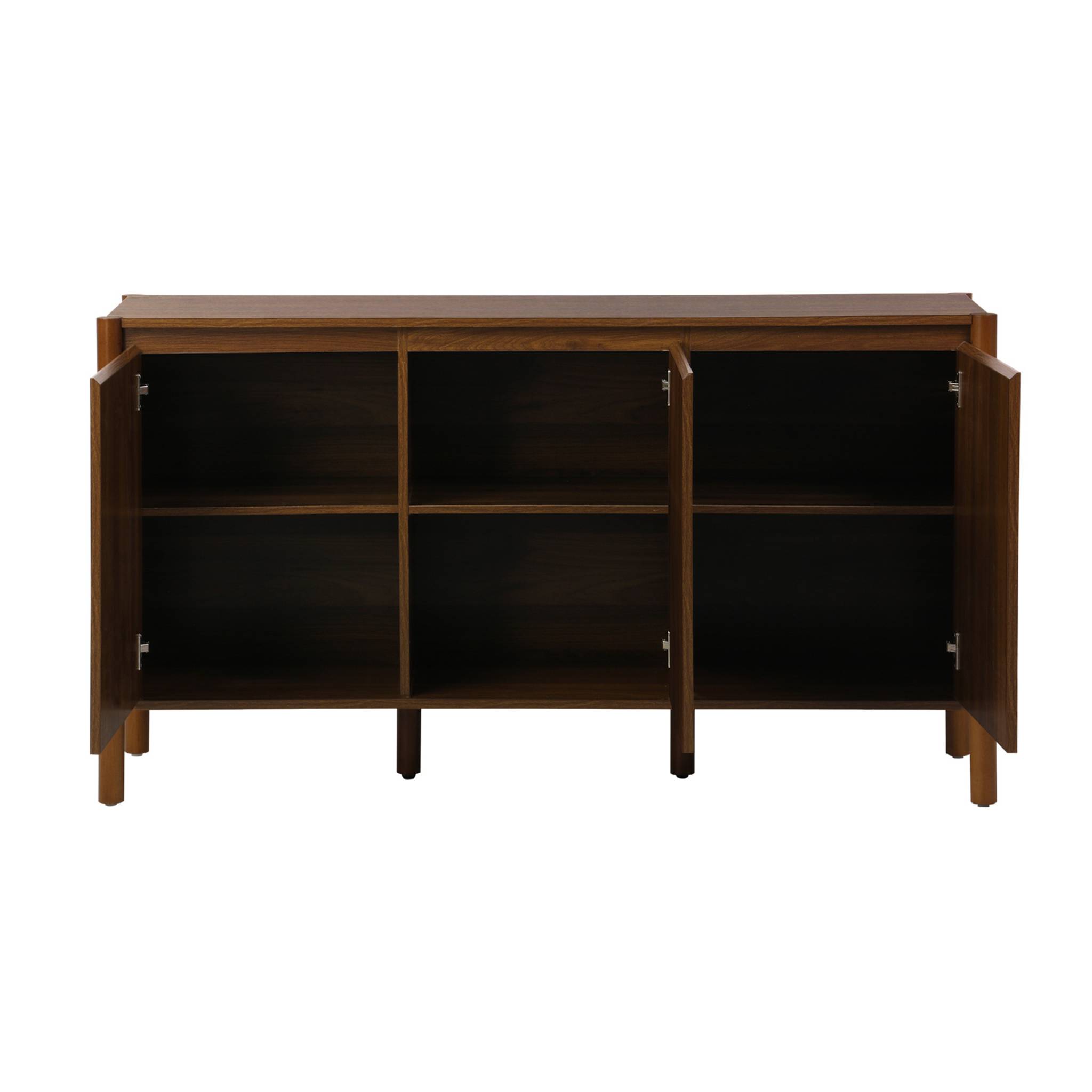 Buffet décor bois 3 portes noyer - 140 x 42 x 78.5 cm - Harmony