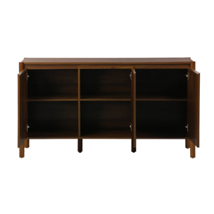 Buffet décor bois 3 portes noyer - 140 x 42 x 78.5 cm - Harmony