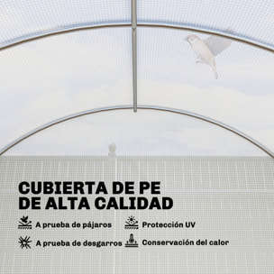 Invernadero de Exterior 6x3x2 m, Invernadero de Túnel con Puerta con Bisagras, Ventanas de Malla, Cubierta PE 140g/m² y Marco de Acero Galvanizado, Anti-UV, Impermeable, para Cultivos, Blanco
