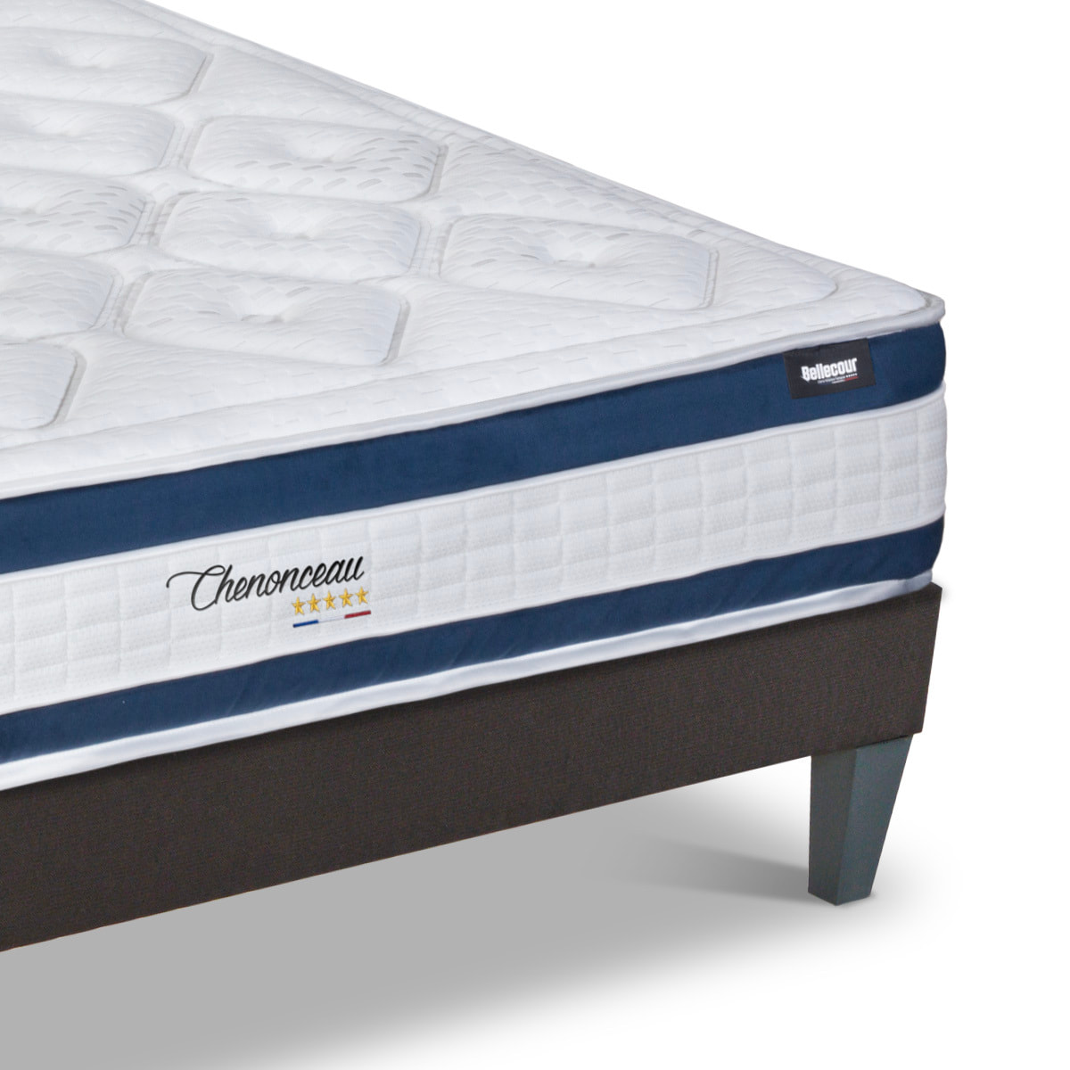 Ensemble Matelas Chenonceau & Sommier KIT15, 26 cm, Mémoire de Forme Haute Densité, Technologie Tri-Lattes, Soutien Ferme