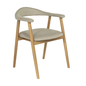 Lore - chaise en chêne massif et tissu - Bois / Beige