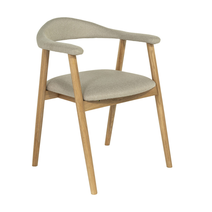 Lore - chaise en chêne massif et tissu - Bois / Beige