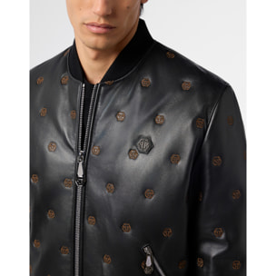 PHILIPP PLEIN Embroidered Nappa Leather Bomber Monogram Monogram