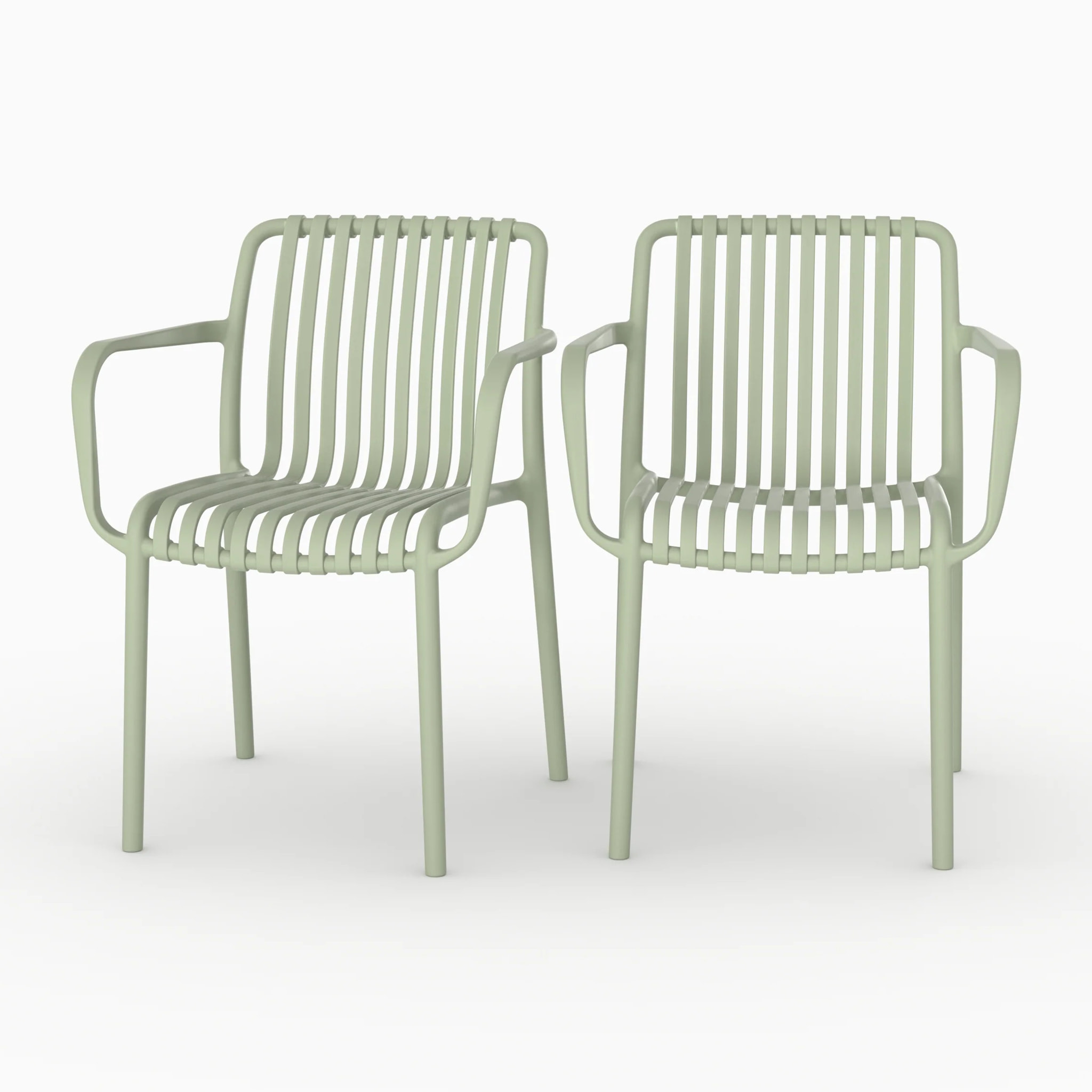 Lot de 2 chaises de jardin empilables en plastique vert pastel - Ivy