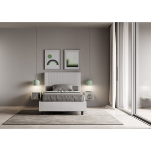 Letto una piazza e mezza contenitore imbottito 120x190 similpelle bianco Goya