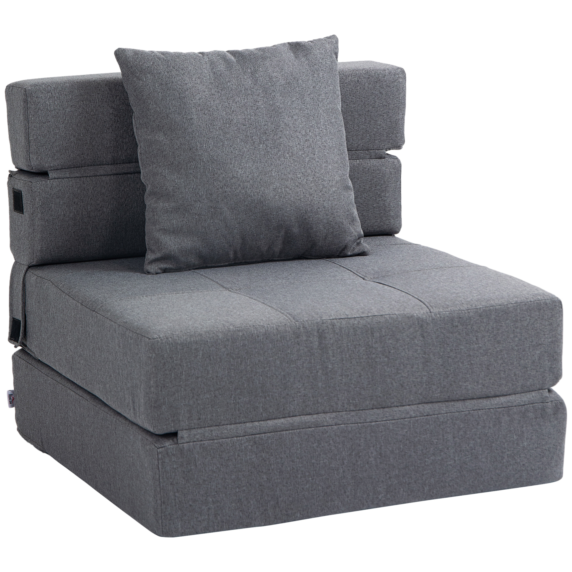 Chauffeuse canapé-lit convertible 1 place - coussin déhoussable inclus - tissu gris