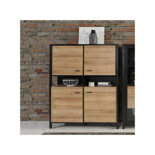 Vaisselier 4 portes en bois effet chêne - MIAMI