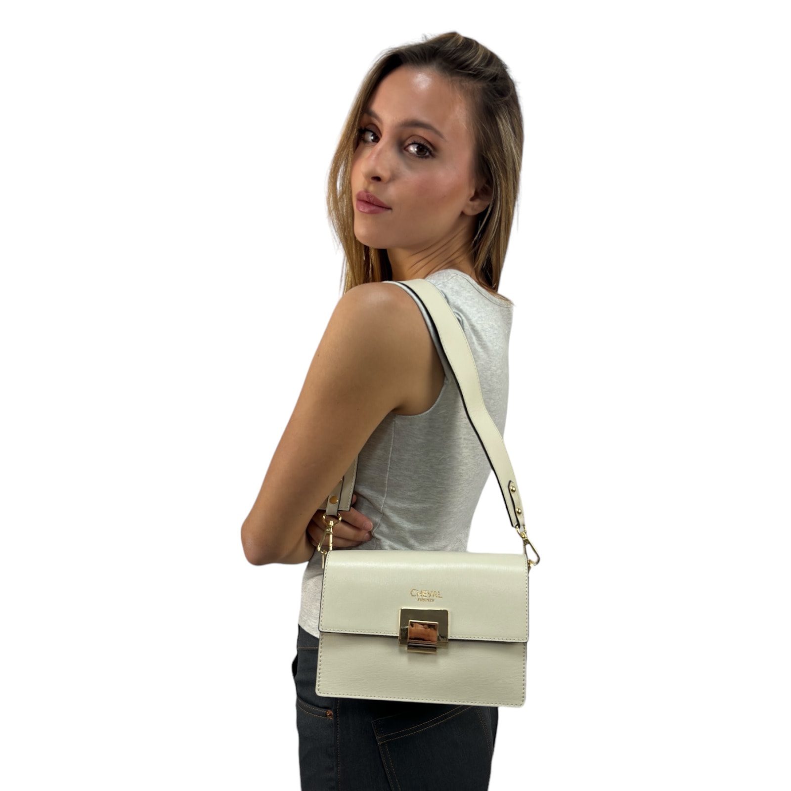 Bolso de hombro Cheval Firenze Ludovica Beige