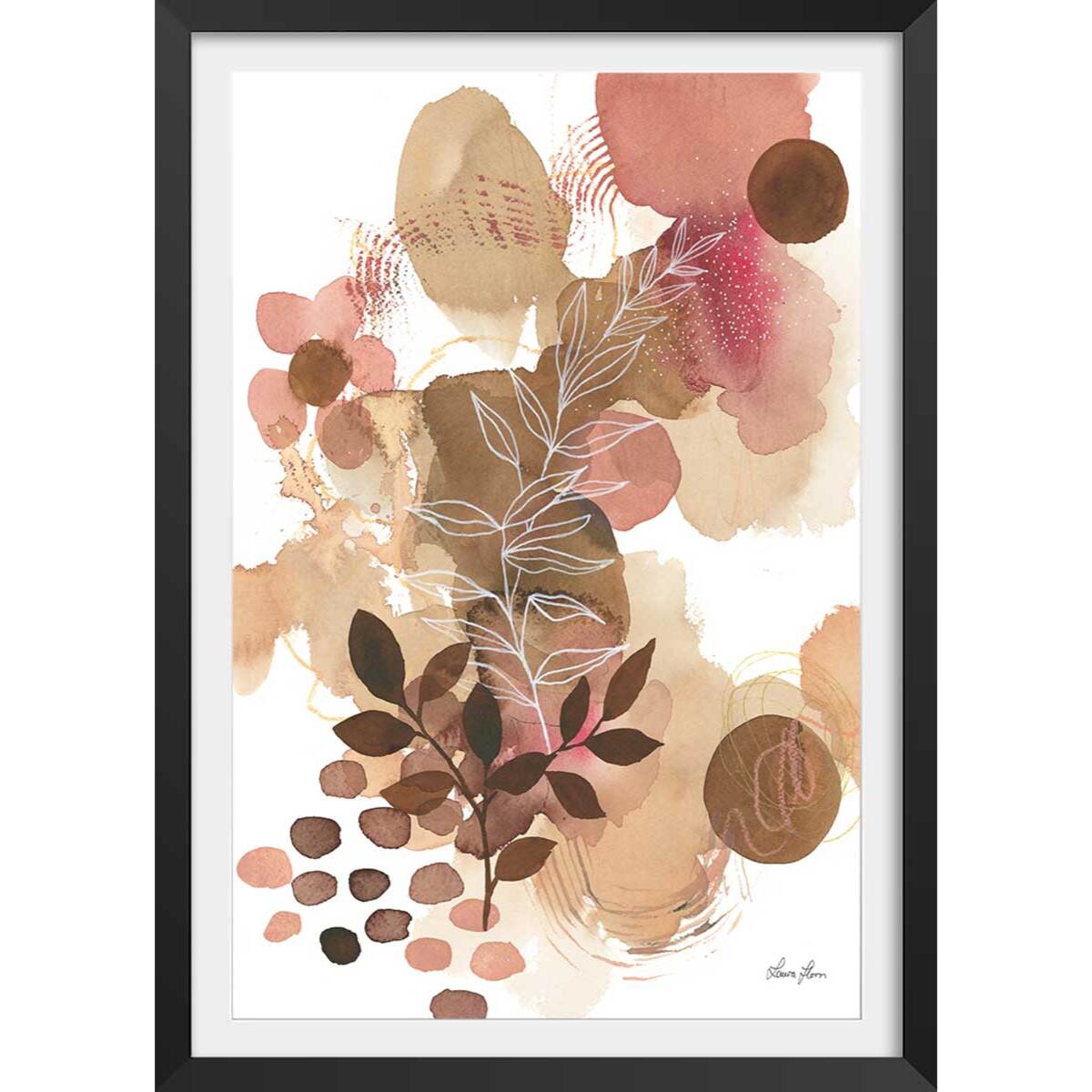 Affiche Bonheur floral Affiche sous cadre noir