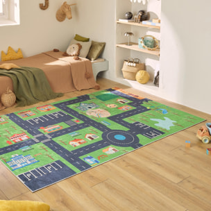 HAPPY - Tapis enfant lavable à motif circuit - Vert