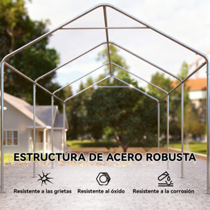 Carpa Garaje Portátil 3x6 m, Garaje Exterior para Coche Impermeable con Paredes Laterales Desmontables, Anti-UV, 2 Puertas Enrollables, Cobertizo para Herramientas de Jardín, Gris Oscuro