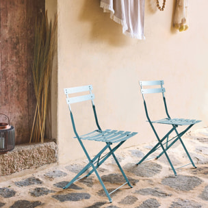 Lot de 2 chaises de jardin bistrot pliables en acier thermolaqué. 49.5 x 41 x 80.5cm