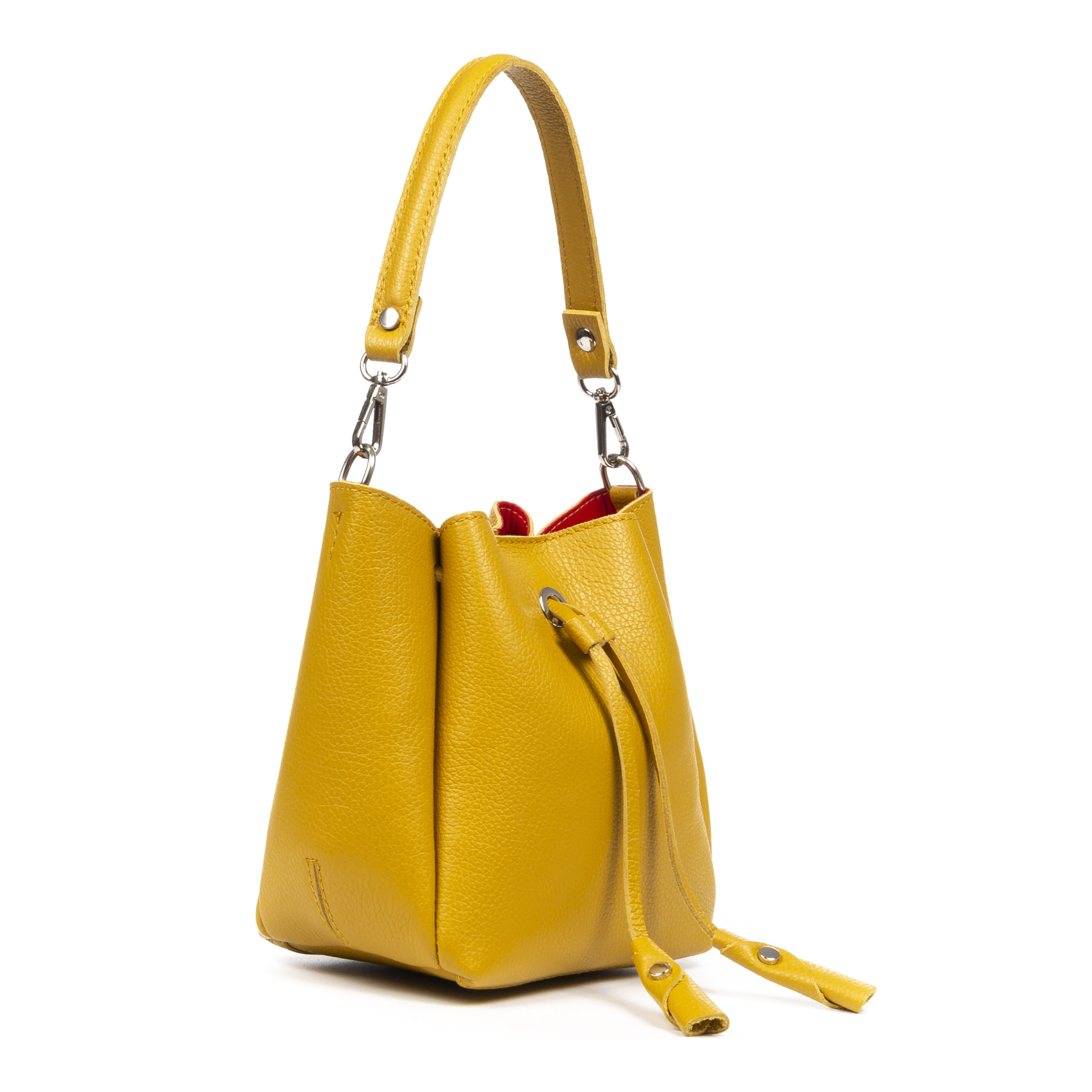 FIRENZE ARTEGIANI Idea Borsa a Mano da Donna Vera Pelle Dollaro Made in Italy 18x15x22 Cm. Colore senape