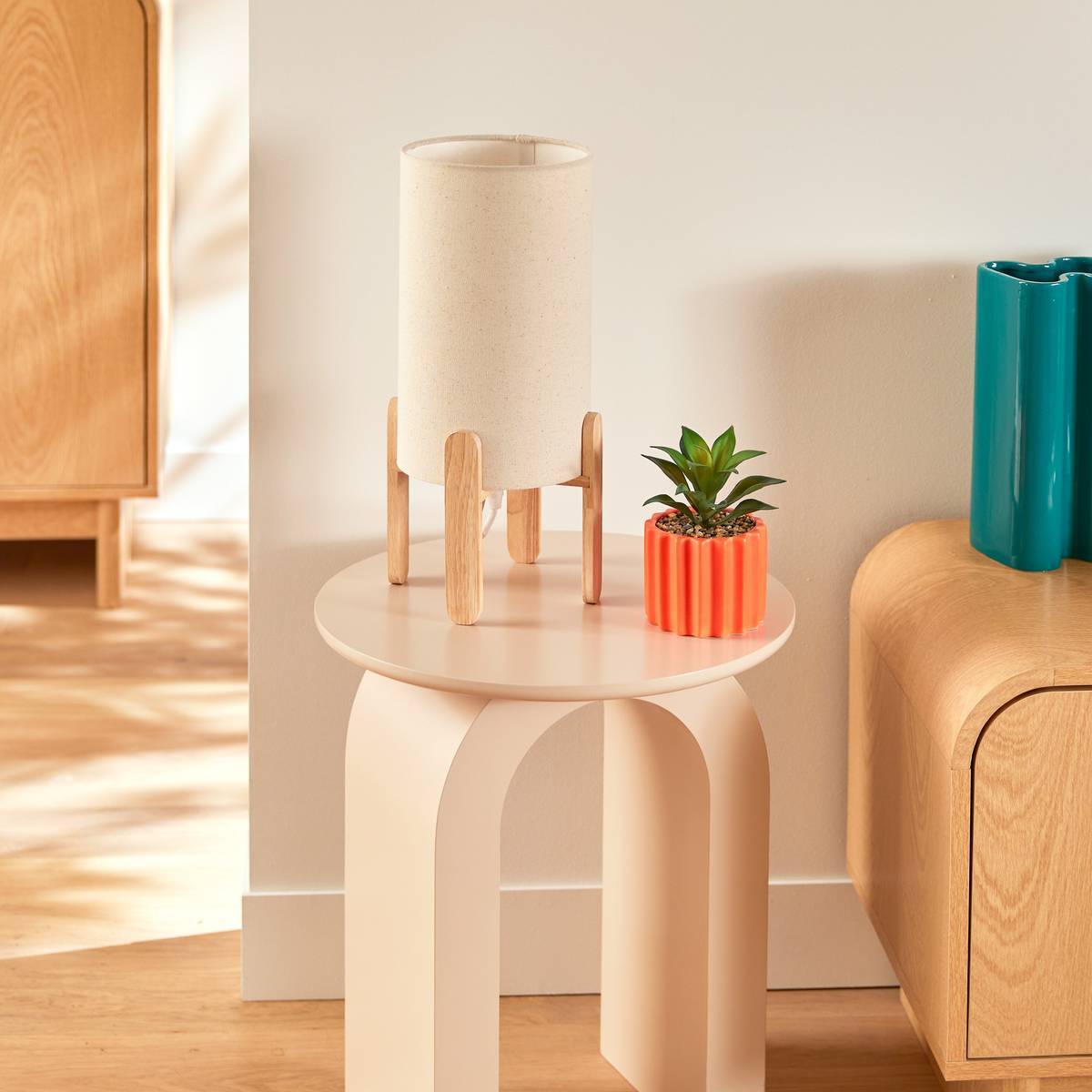 Lampe à poser champignon secteur Rafa beige H37cm