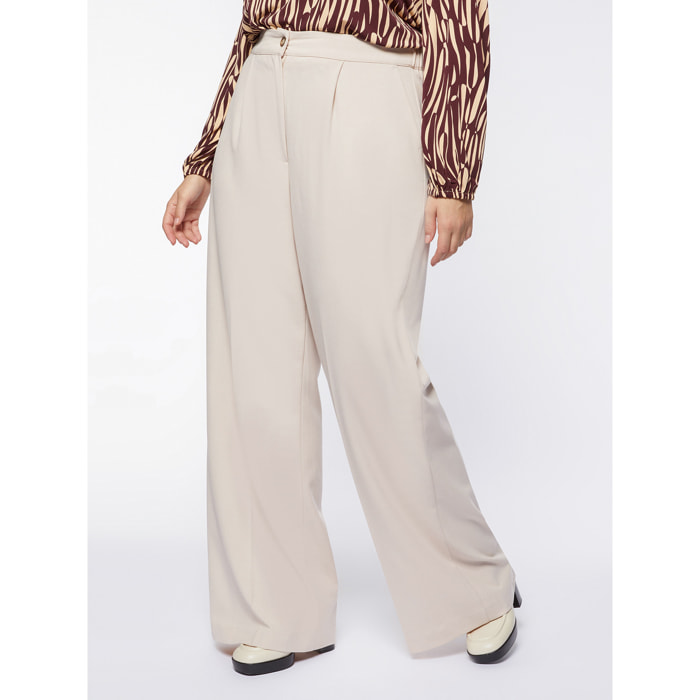 Fiorella Rubino - Pantalones palazzo con pliegues - Beige