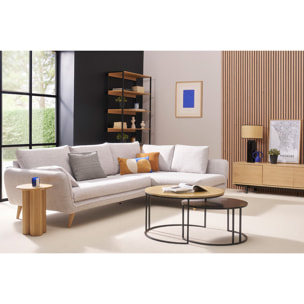 Tables basses gigognes rondes bois manguier massif et métal noir (lot de 2) TAHL