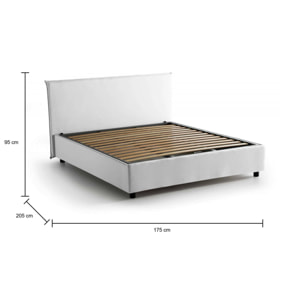 Letto matrimoniale Ashlee, Letto contenitore con rivestimento in tessuto, 100% Made in Italy, Apertura frontale, adatto per materasso Cm 160x190, Bianco