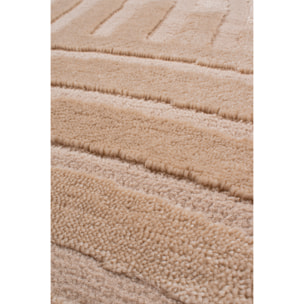 BIANCA - Tapis rond à motif arc en ciel en relief - Beige