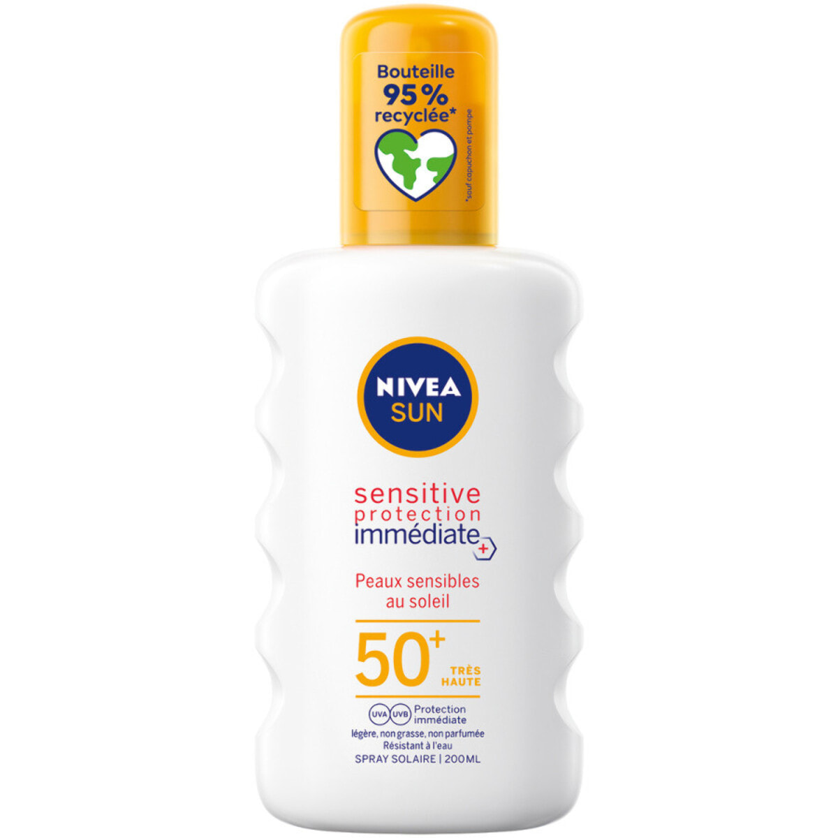 Pack de 2 - Protection solaire spray NIVEA SUN FPS 50+ PROTECT &SENSITIVE peau sensible 200ml