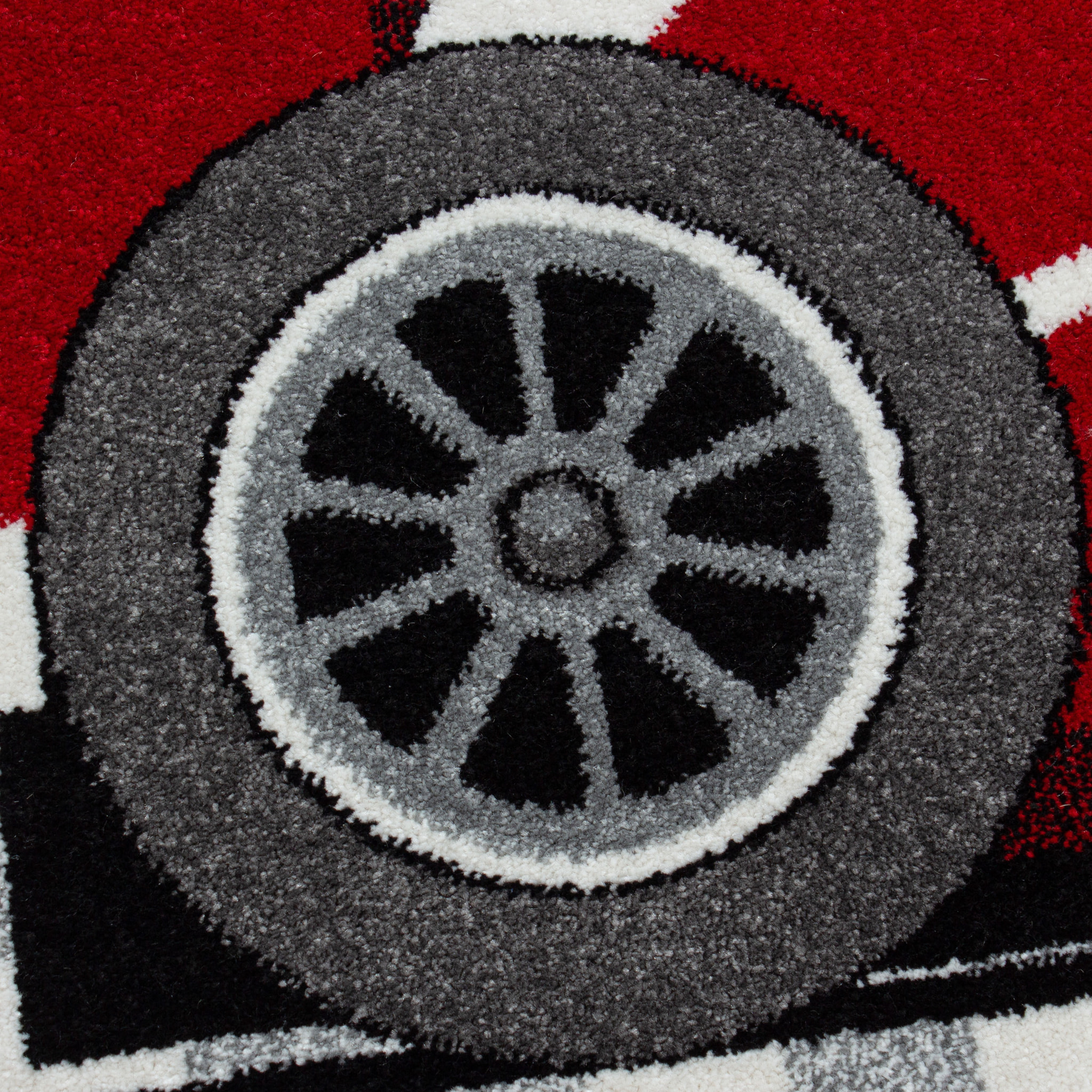 KIDS - Tapis enfant à motif voiture de course rouge - KID0460ROU