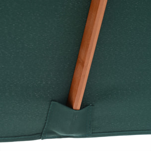 Outsunny Sombrilla de Jardín 200x150x230 cm Madera Inclinable con Manivela Verde